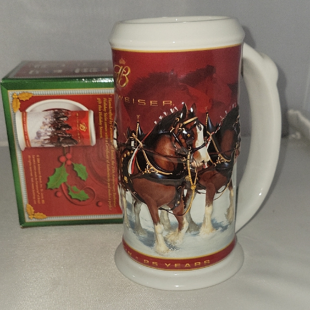 Budweiser Red and White Clydesdale Stein